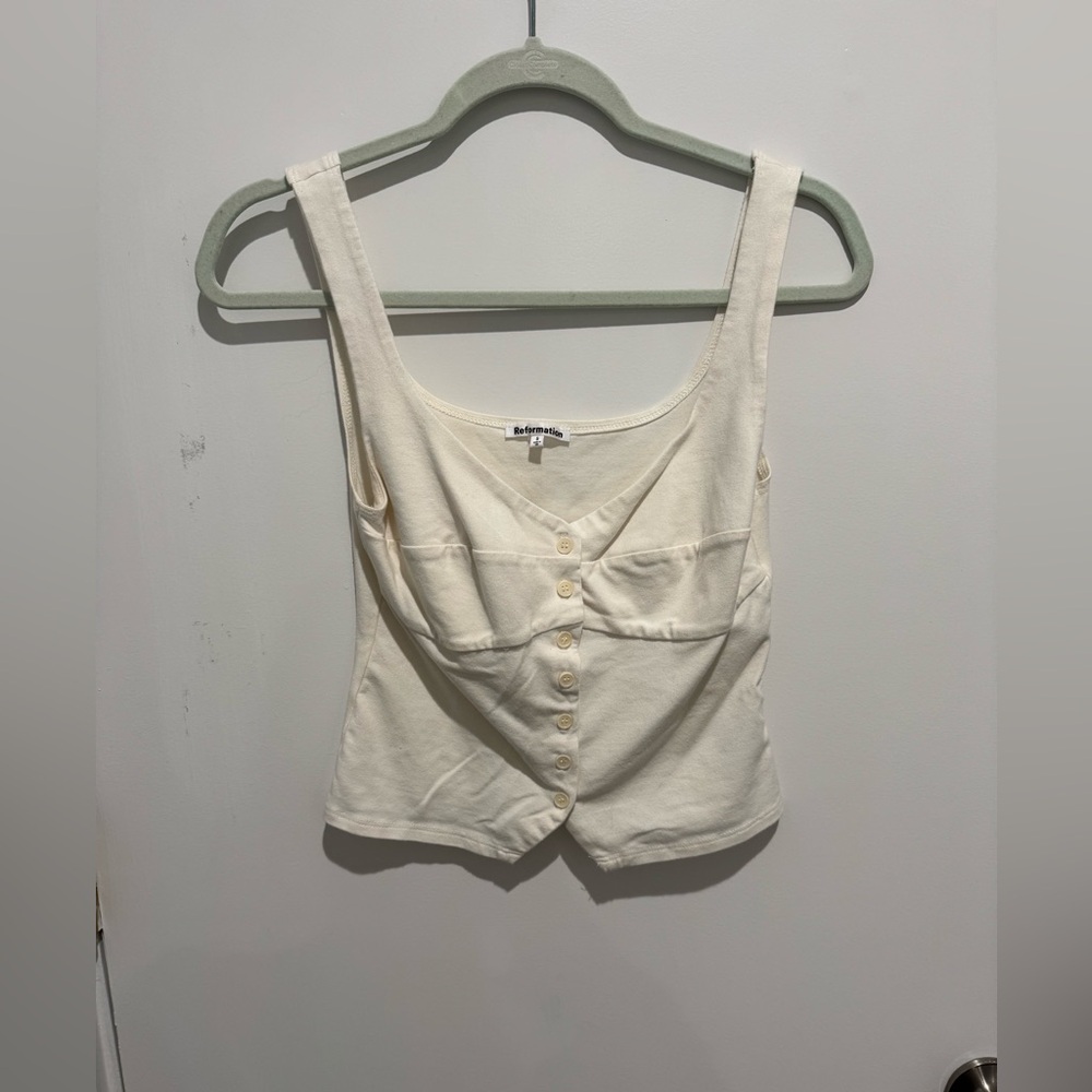 Reformation Women's Cream Button-Front Top